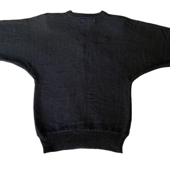 Eddie Dassin 80s Black Knit Animal Print Stud Appliqué Sweater Shoulder Pads M - Picture 7 of 10